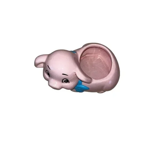 Pink Whimsical Happy Farmhouse Anthropomorphic Smiling Baby Pig Vintage Planter - Picture 6 of 7